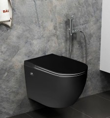 Унитаз Ceruttispa Sella Aria Pulse MB CT10194 подвесной с импульсным смывом Черный матовый с сиденьем Микролифт