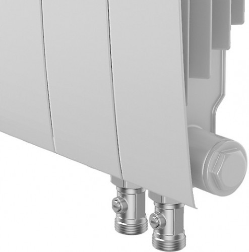 Биметаллический секционный радиатор отопления Royal Thermo Biliner 500 / Bianco Traffico / 4 секции нижнее правое подключение