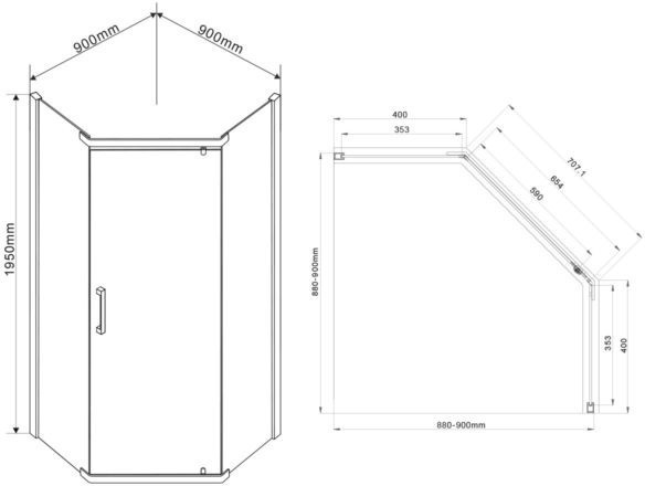 Душевой уголок Vincea Stresa 100x100 VSP-1S100CH профиль Хром стекло шиншилла