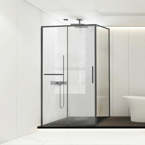 Душевой уголок Vincea Slim Soft 150x90 VSR-1SS9015CLGM профиль Вороненая сталь стекло прозрачное