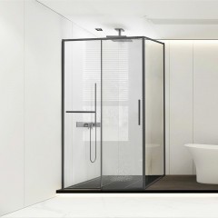 Душевой уголок Vincea Slim Soft 150x90 VSR-1SS9015CLGM профиль Вороненая сталь стекло прозрачное