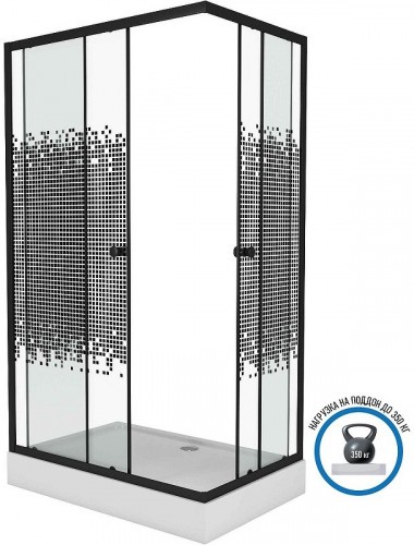 Душевой уголок Niagara Eco 100х80 NG-018-14Q BLACK профиль Черный стекло прозрачное с рисунком