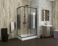 Душевой уголок Niagara Eco 100х80 NG-018-14Q BLACK профиль Черный стекло прозрачное с рисунком