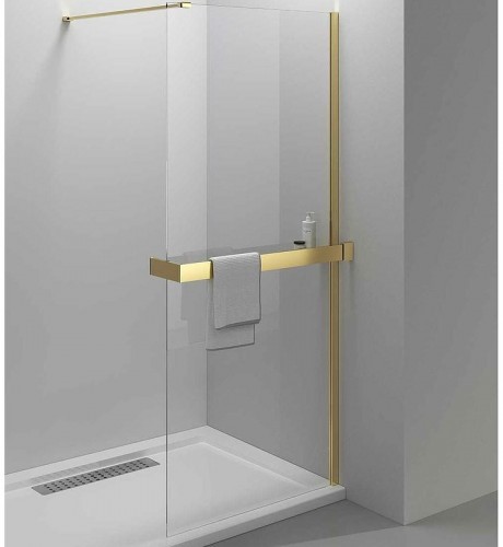 Душевая перегородка Vincea Walk-In HR 90 VSW-4HR900CLG профиль Брашированное золото стекло прозрачное
