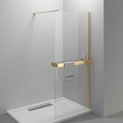 Душевая перегородка Vincea Walk-In HR 90 VSW-4HR900CLG профиль Брашированное золото стекло прозрачное