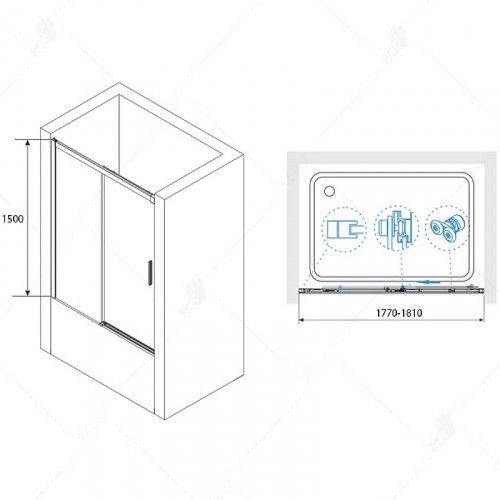Шторка на ванну RGW Screens SC-45B 180x150 34114518-14 профиль Черный стекло прозрачное