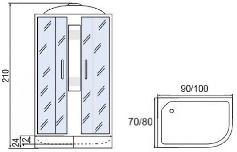Душевая кабина Мономах 90/70/24 МЗ 90x70 L