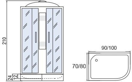 Душевая кабина Мономах 90/70/24 МЗ 90x70 L