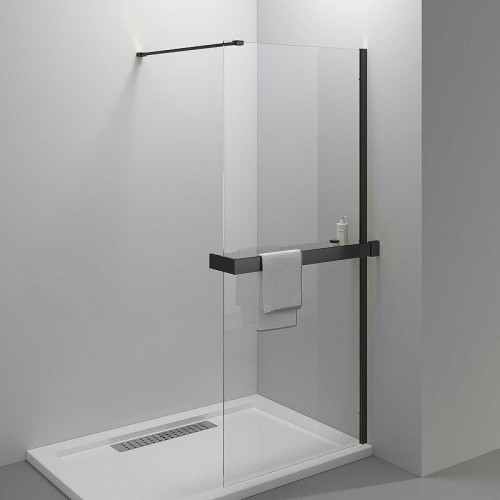 Душевая перегородка Vincea Walk-In HR 100 VSW-4HR100CLB профиль Черный матовый стекло прозрачное