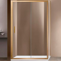 Душевой уголок Vincea Garda 140x80 VSR-1G8014CLG профиль Брашированное золото стекло прозрачное