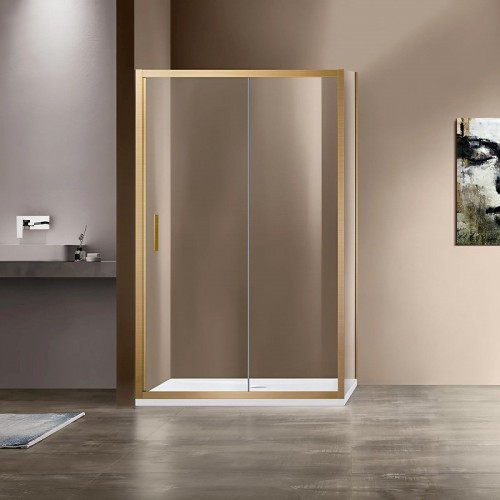 Душевой уголок Vincea Garda 140x80 VSR-1G8014CLG профиль Брашированное золото стекло прозрачное
