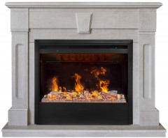Электрокамин RealFlame Kellie 25,5/26 WT цвет белый камень с очагом 3D Helios 26 SBG