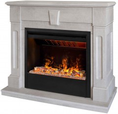 Электрокамин RealFlame Kellie 25,5/26 WT цвет белый камень с очагом 3D Helios 26 SBG