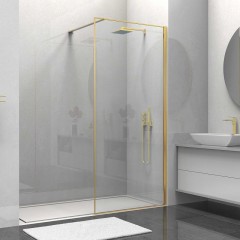 Душевая перегородка Vincea Walk-In 80 VSW-1HS800CLG профиль Брашированное золото стекло прозрачное