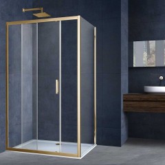 Душевой уголок Vincea Alpha 130x90 VSR-3AL9013CLG профиль Брашированное золото стекло прозрачное