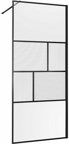 Душевая перегородка Vincea Walk-In 80 VSW-1HC800CFB профиль Черный матовый стекло прозрачное/рифленое