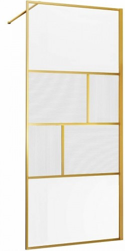 Душевая перегородка Vincea Walk-In 80 VSW-1HC800CFBG профиль Брашированное золото стекло прозрачное/рифленое