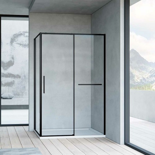 Душевой уголок Vincea Slim Soft 150x90 VSR-1SS9015CLB профиль Черный стекло прозрачное