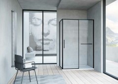 Душевой уголок Vincea Slim Soft 150x90 VSR-1SS9015CLB профиль Черный стекло прозрачное