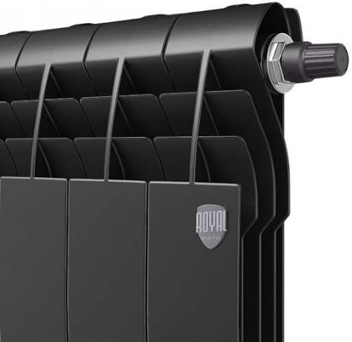 Биметаллический секционный радиатор отопления Royal Thermo Biliner 350 / Noir Sable / 4 секции нижнее правое подключение
