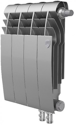 Биметаллический секционный радиатор отопления Royal Thermo Biliner 350 / Silver Satin / 4 секции нижнее правое подключение