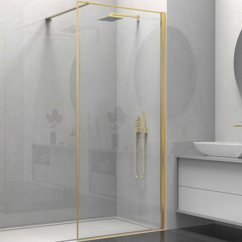 Душевая перегородка Vincea Walk-In 100 VSW-1HS100CLG профиль Брашированное золото стекло прозрачное