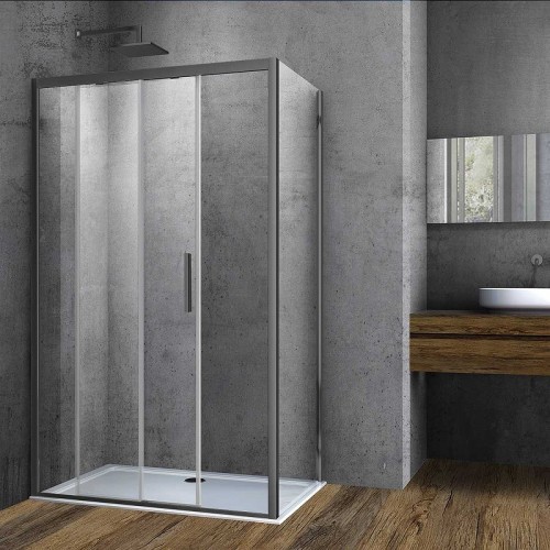 Душевой уголок Vincea Soft 130x90 VSR-3SO9013CLGM профиль Вороненая сталь стекло прозрачное