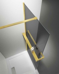 Душевая перегородка Vincea Walk-In HR 80 VSW-4HR800CGG профиль Брашированное золото стекло тонированное