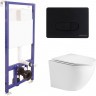 Комплект унитаза WeltWasser Merzbach 043 GL-WT 10000009939 с инсталляцией Berges Novum D5 040235 с сиденьем Микролифт и Черной матовой клавишей смыва