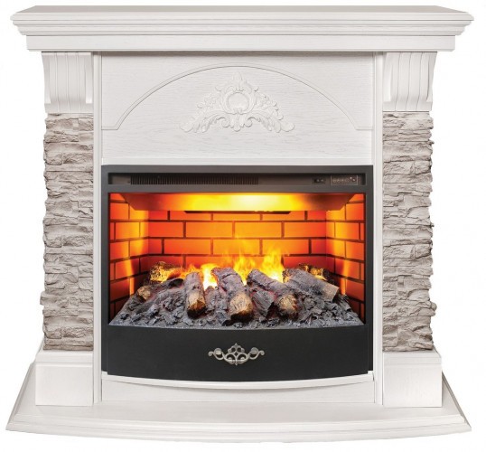 Электрокамин RealFlame Athena GR WT белый с очагом 3D Firestar 25,5