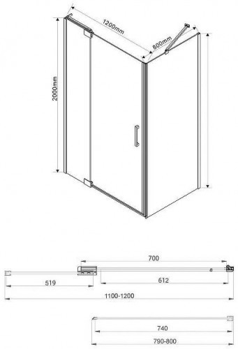 Душевой уголок Vincea Extra 120х80 VSR-1E111280CL профиль Хром стекло прозрачное
