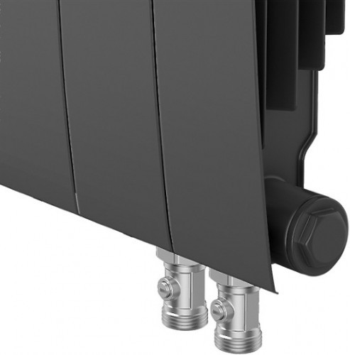 Биметаллический секционный радиатор отопления Royal Thermo Biliner 500 / Noir Sable / 4 секции нижнее правое подключение