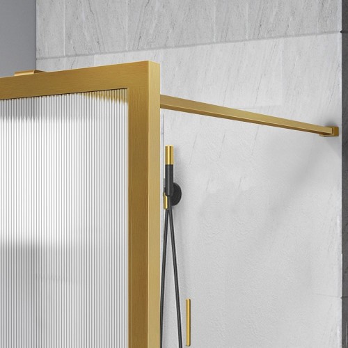Душевая перегородка Vincea Walk-In 110 VSW-1HP110FLBG профиль Брашированное золото стекло рифленое