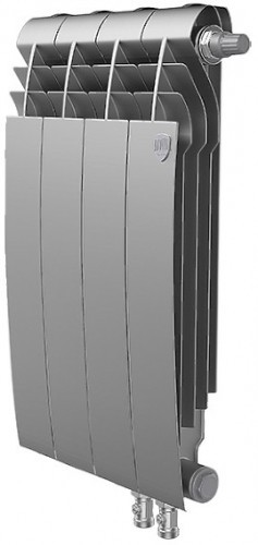 Биметаллический секционный радиатор отопления Royal Thermo Biliner 500 / Silver Satin / 4 секции нижнее правое подключение
