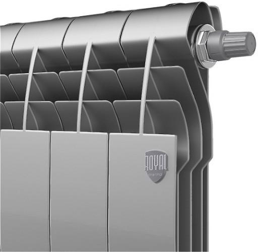 Биметаллический секционный радиатор отопления Royal Thermo Biliner 500 / Silver Satin / 4 секции нижнее правое подключение