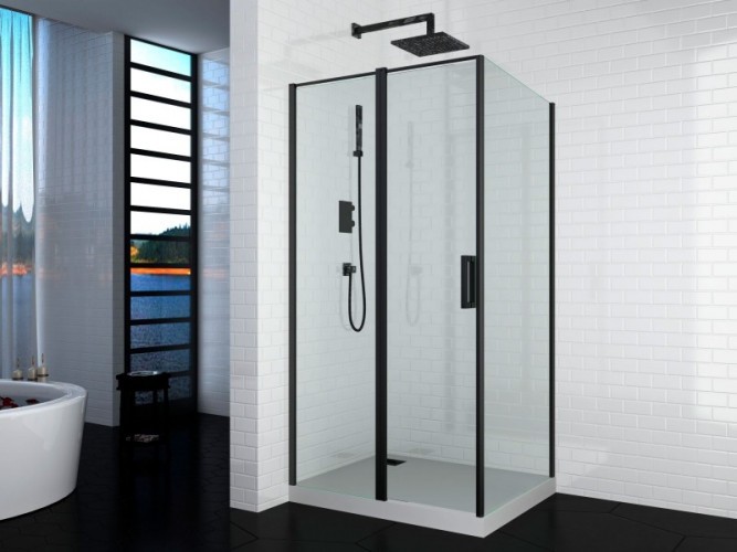 Душевой уголок Ceruttispa Victoria 120x90 B профиль Черный стекло прозрачное