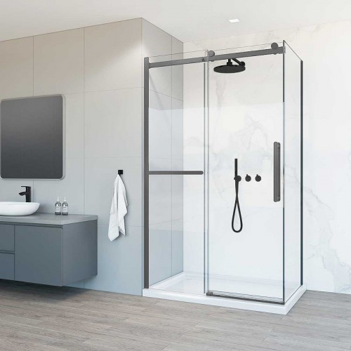 Душевой уголок Vincea Como Soft 130x100 VSR-1CS1013CLGM профиль Вороненая сталь стекло прозрачное