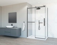 Душевой уголок Vincea Como Soft 130x100 VSR-1CS1013CLGM профиль Вороненая сталь стекло прозрачное