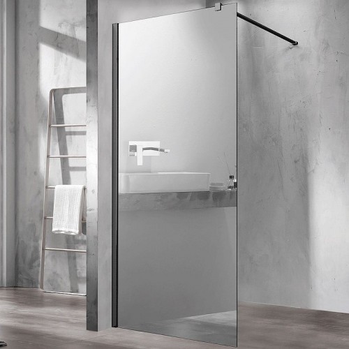 Душевая перегородка Vincea Walk-In 100 VSW-1H100MRB профиль Черный стекло зеркальное