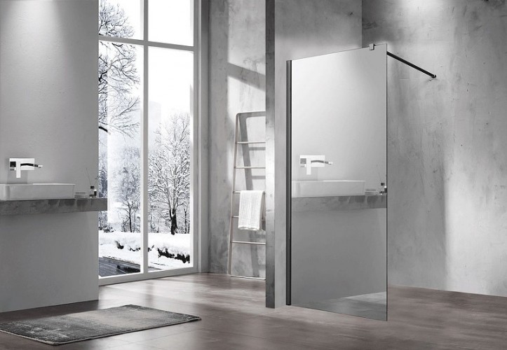 Душевая перегородка Vincea Walk-In 100 VSW-1H100MRB профиль Черный стекло зеркальное