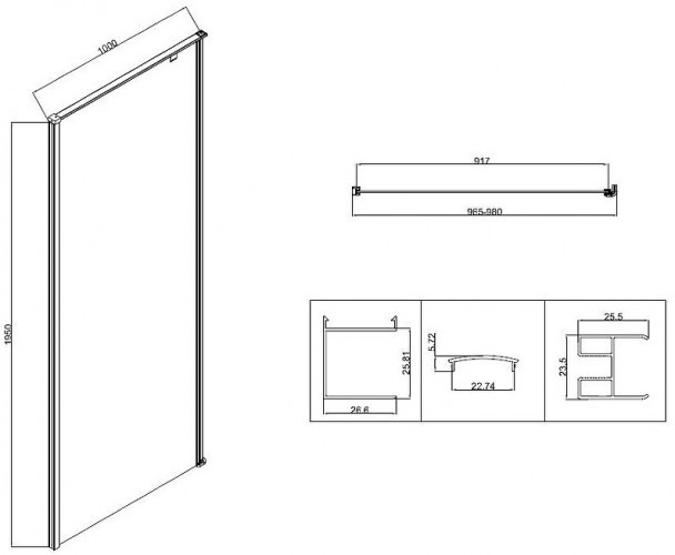 Душевой уголок Vincea Slim-N 100x100 VSR-5SN1010CLB профиль Черный стекло прозрачное