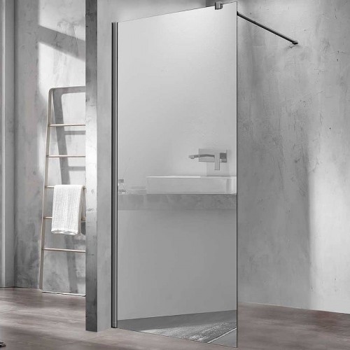 Душевая перегородка Vincea Walk-In 100 VSW-1H100MRGM профиль Вороненая сталь стекло зеркальное
