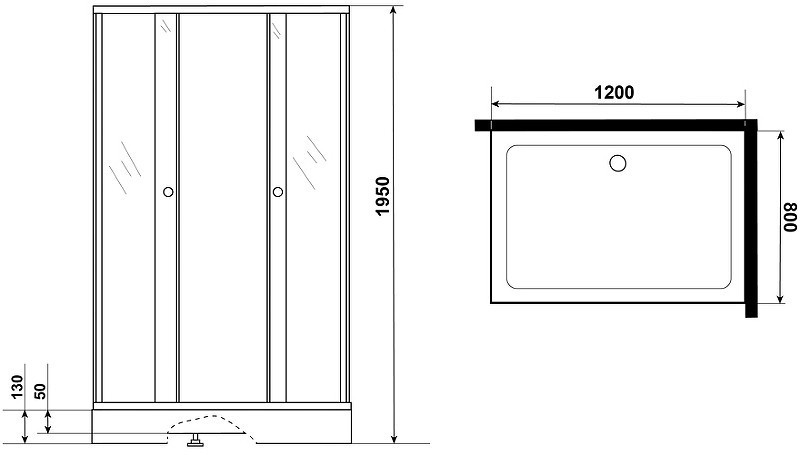 Душевой уголок Niagara Eco 120х80 NG-012-14Q Black профиль Черный стекло с рисунком