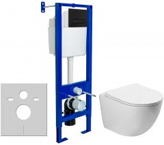 Комплект унитаза Vincea Globo VT1-14S с инсталляцией Berges Atom 410 040340 с сиденьем Микролифт и Черной матовой клавишей смыва