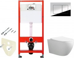 Комплект унитаза Ceruttispa Orlter Aria Tornado CT9955 с инсталляцией Tece Profil 9400412 с сиденьем Микролифт и клавишей смыва Хром глянцевый