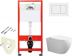 Комплект унитаза Ceruttispa Orlter Aria Tornado CT9955 с инсталляцией Tece Base 9400413 с сиденьем Микролифт и Белой клавишей смыва