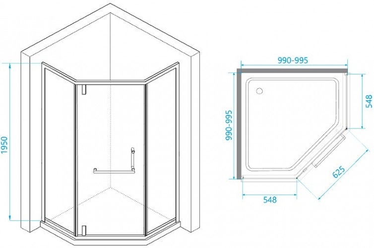 Душевой уголок RGW Hotel HO-084Gb 100x100 350608400-016 профиль Золото брашированное стекло прозрачное