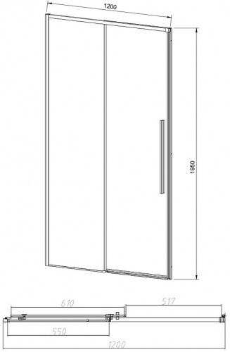 Душевая дверь Vincea Slim-N 120 VDS-4SN120CGB профиль Черный стекло тонированное