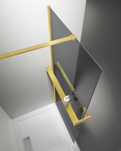 Душевая перегородка Vincea Walk-In HR 90 VSW-4HR900CGG профиль Брашированное золото стекло тонированное
