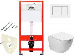 Комплект унитаза Vincea Globo VT1-14S с инсталляцией Tece Base 9400413 с сиденьем Микролифт и Белой клавишей смыва